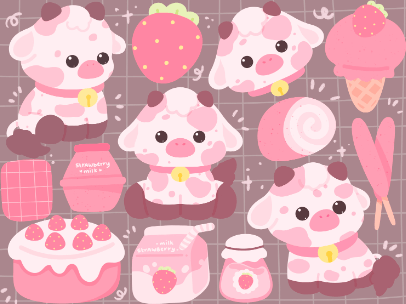 Wallpaper:2skaflogqfe= Strawberry Cow